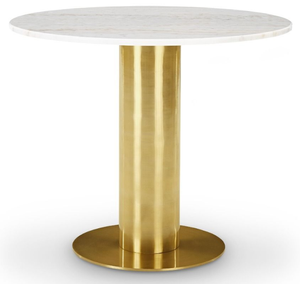 TUBE TABLE WHITE MARBLE TOP 900MM