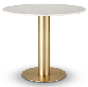 TUBE DINING TABLE WHITE MARBLE TOP 900MM
